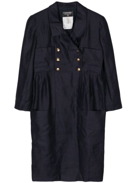 CHANEL 1990s CC logo-buttons double-breasted coat Women