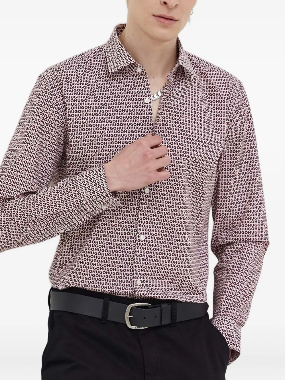 HUGO Overhemd met knopen en logo Wit