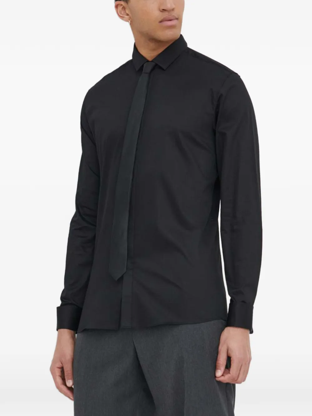 HUGO camisa de algodón stretch | negro | Image 1