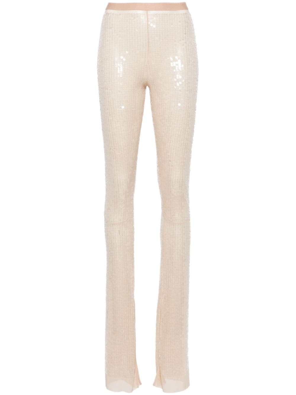 Rick Owens Lilies sequin-design flared trousers - Toni neutri