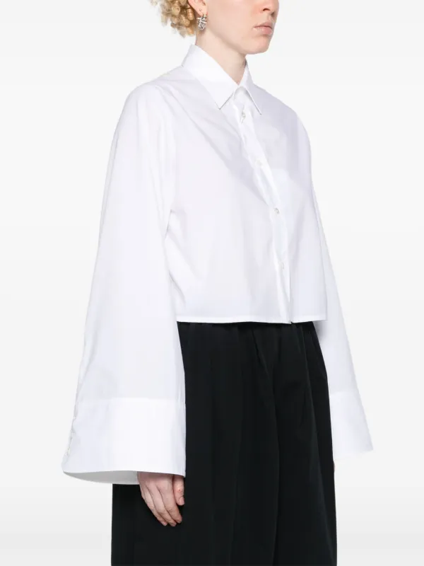 関税込【Maison Margiela】リブヘム シャツ ホワイト Maison Margiela ストライプ シャツ | ホワイト | FARFETCH JP