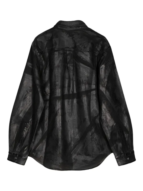 Helmut Lang foil-print Denim Shirt Jacket | Black | FARFETCH