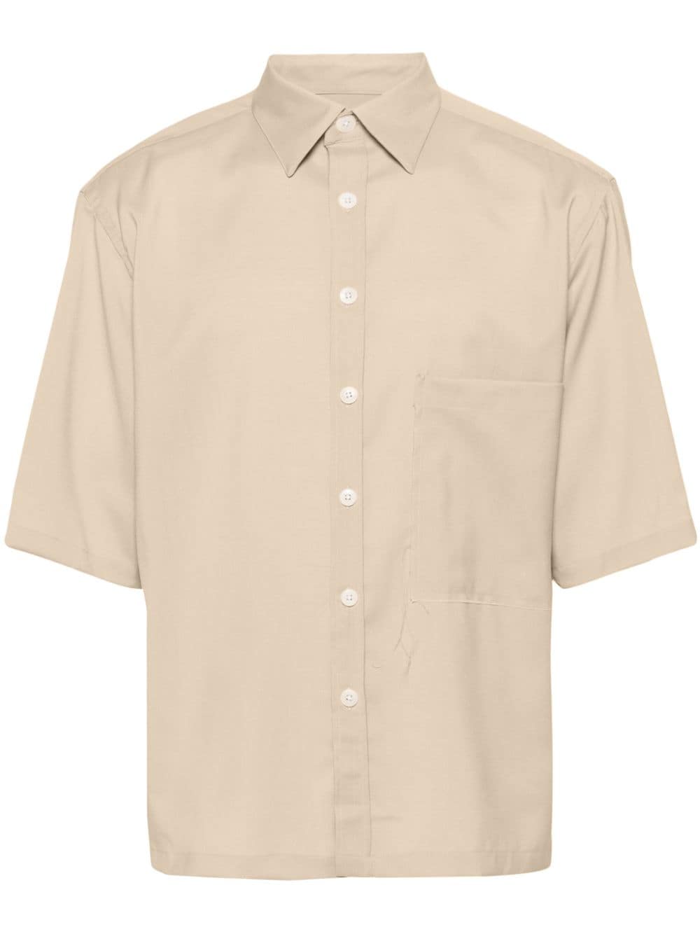 Costumein Short-sleeve Lightweight-wool Shirt In Brown
