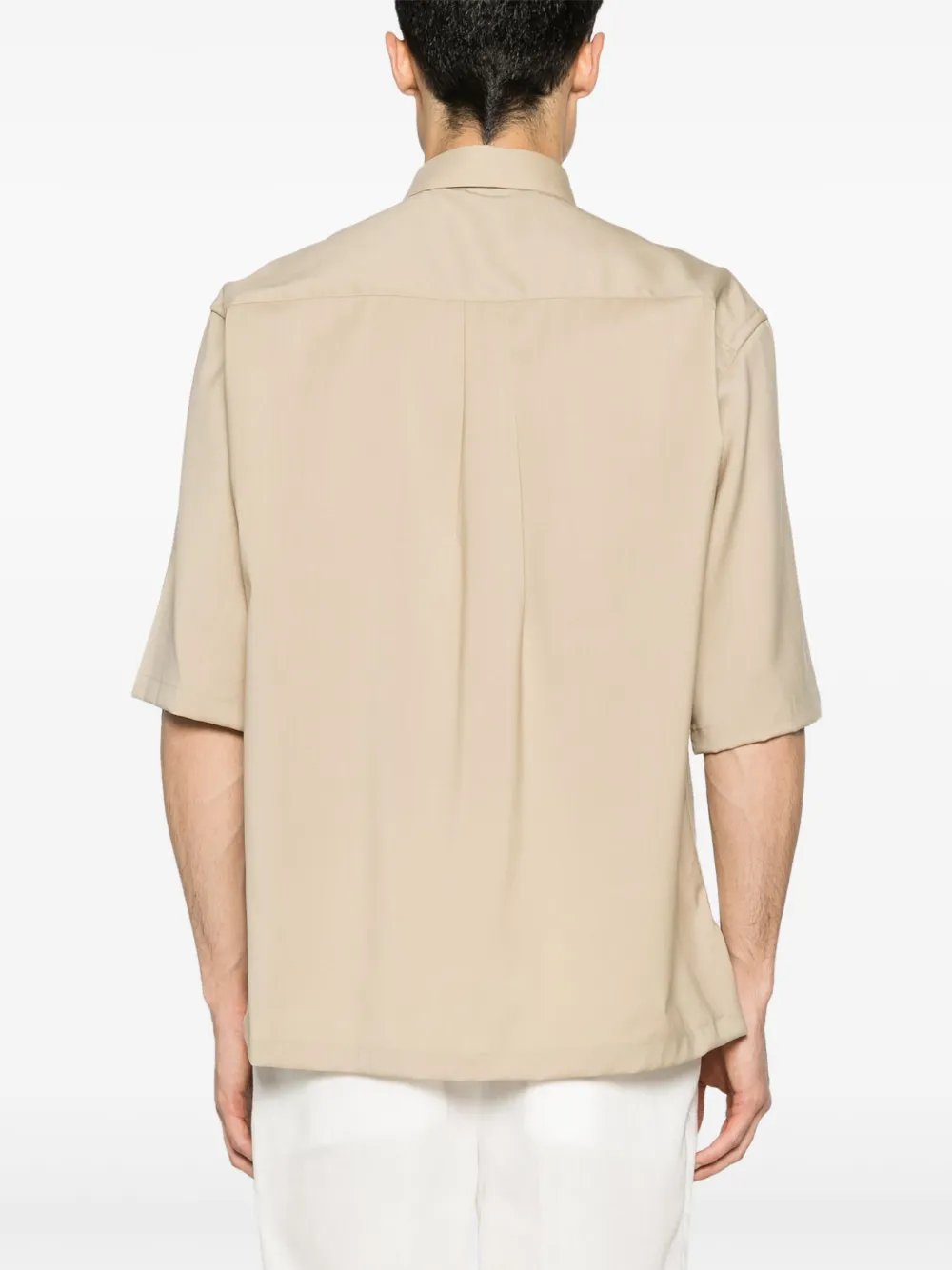 Costumein Stefano overhemd met borstzak en korte mouwen Beige