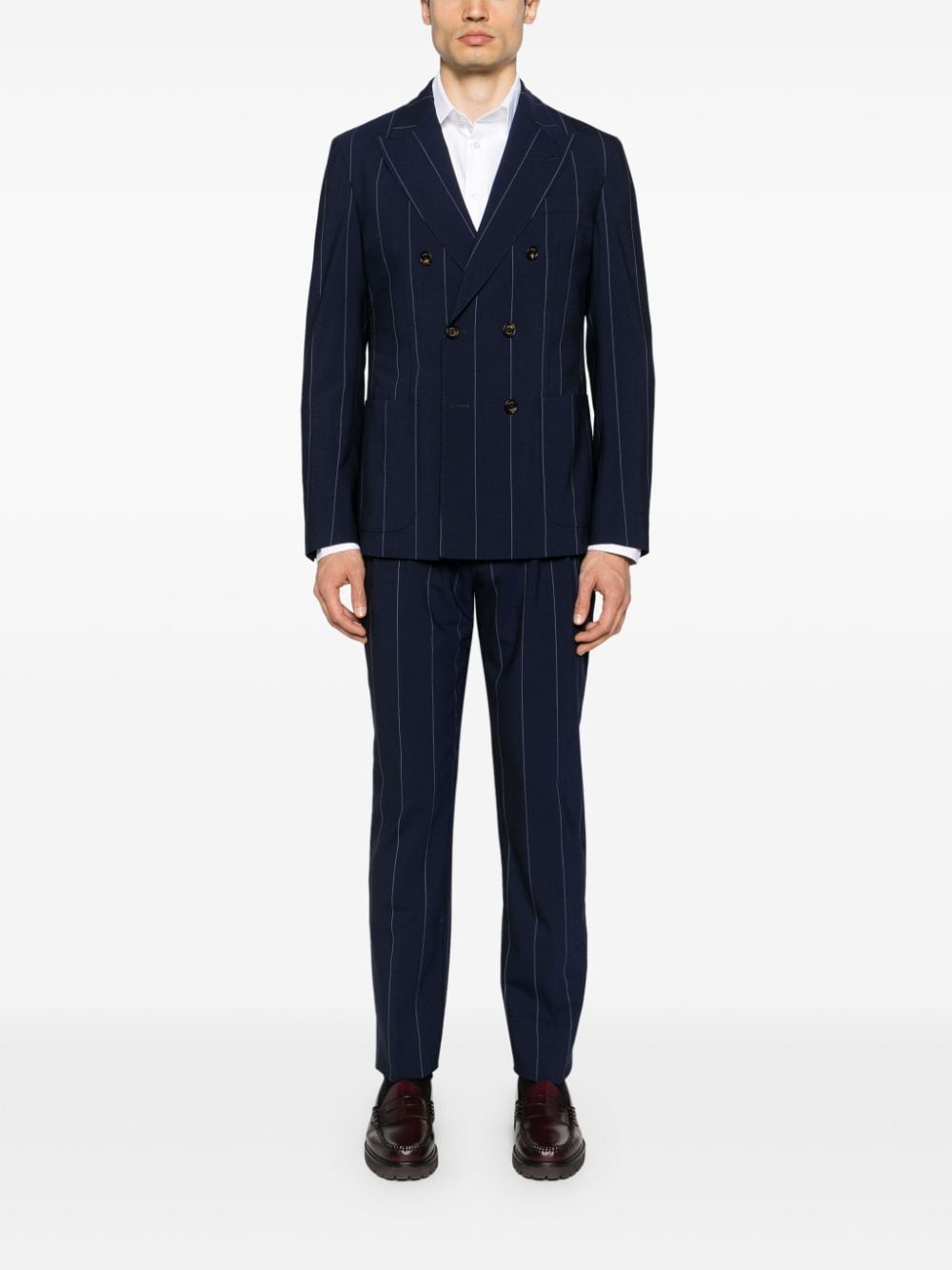 Eleventy double-breasted pinstriped suit - Blauw