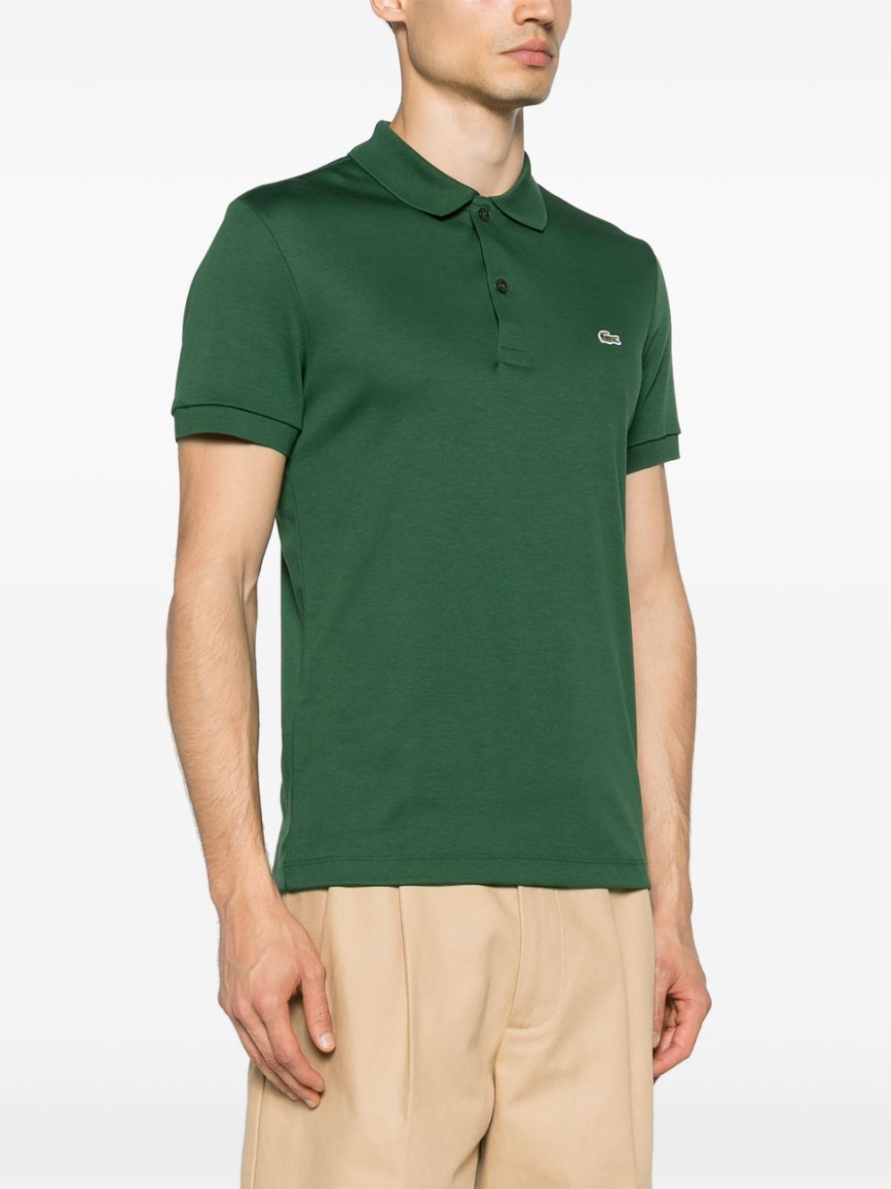 Shop Lacoste Logo-patch Jersey Polo Shirt In Green