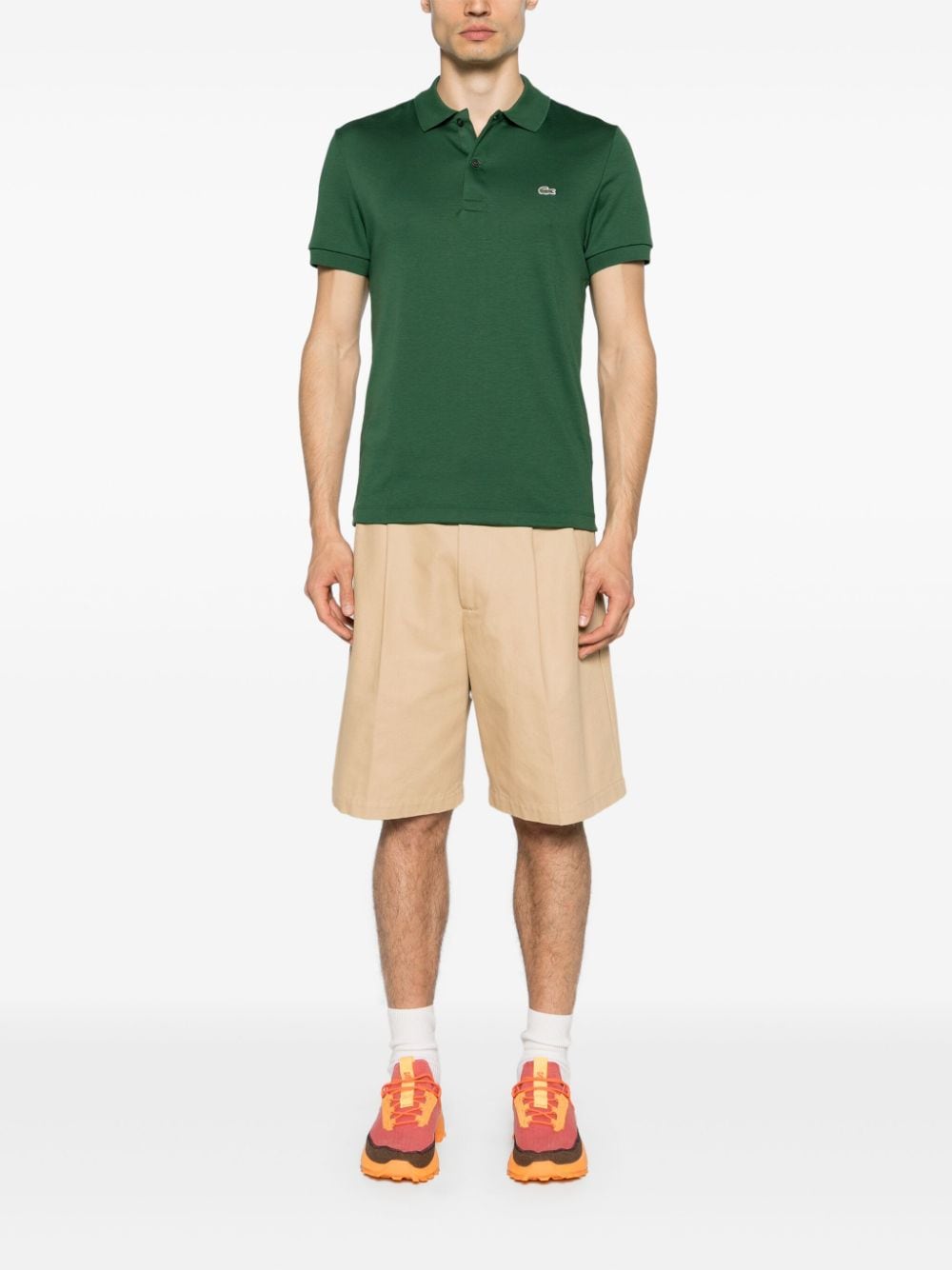 Shop Lacoste Logo-patch Jersey Polo Shirt In Green