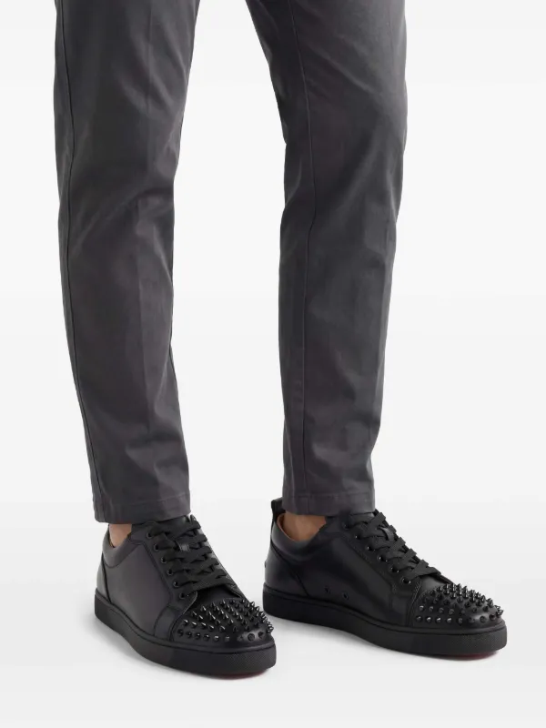 Christian Louboutin Junior Spikes Leather Sneakers | Black | FARFETCH