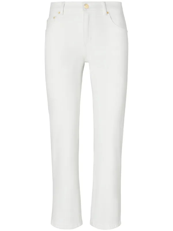 デニム・ジーパン Tory Burch White Denim Jeans Mid-Rise Slim Straight Jean: Women's Designer Bottoms | Tory