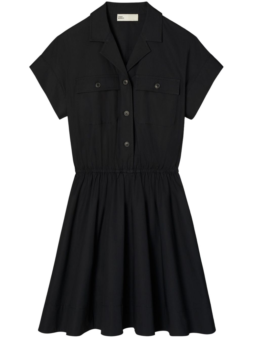 Tory Burch Belted Cotton Shirtdress In Black