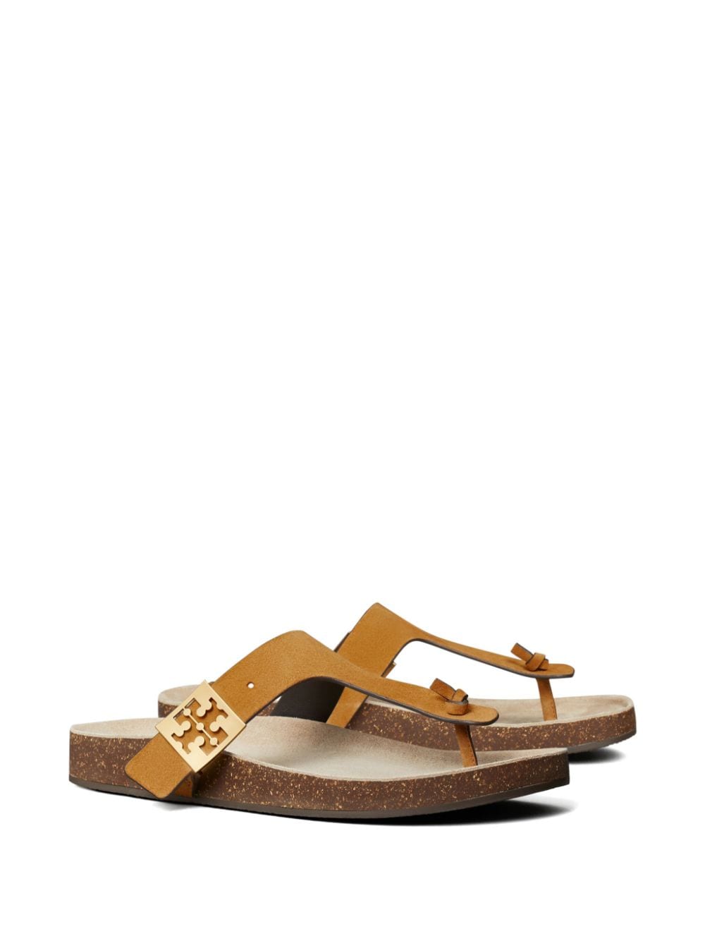 Shop Tory Burch Mellow Thong Leather Sandals In Yellow