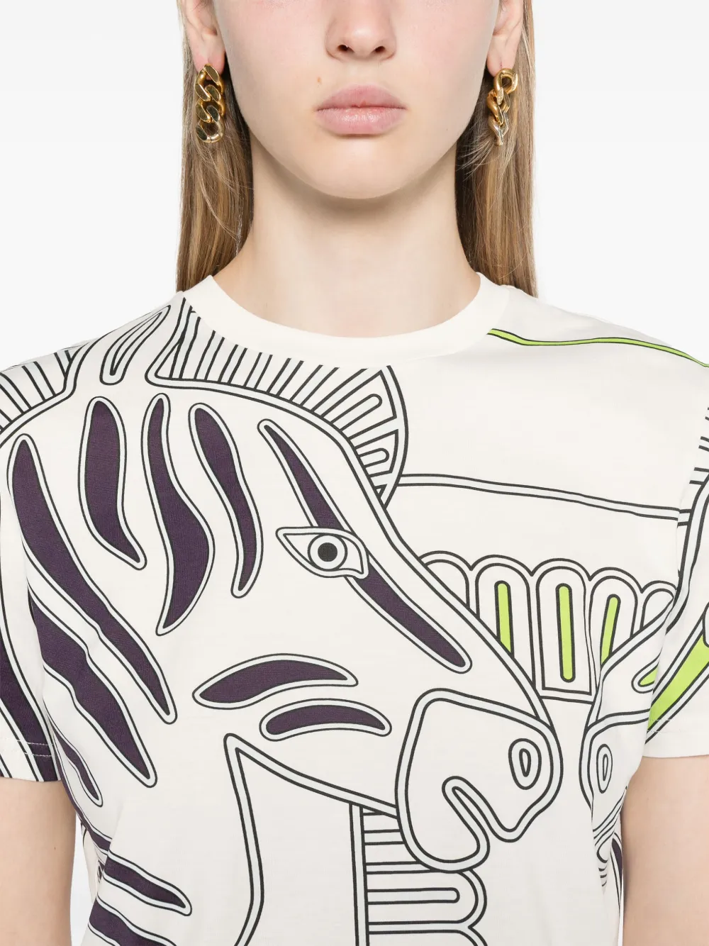 Cheap Tory Burch zebra-print cotton T-shirt Women