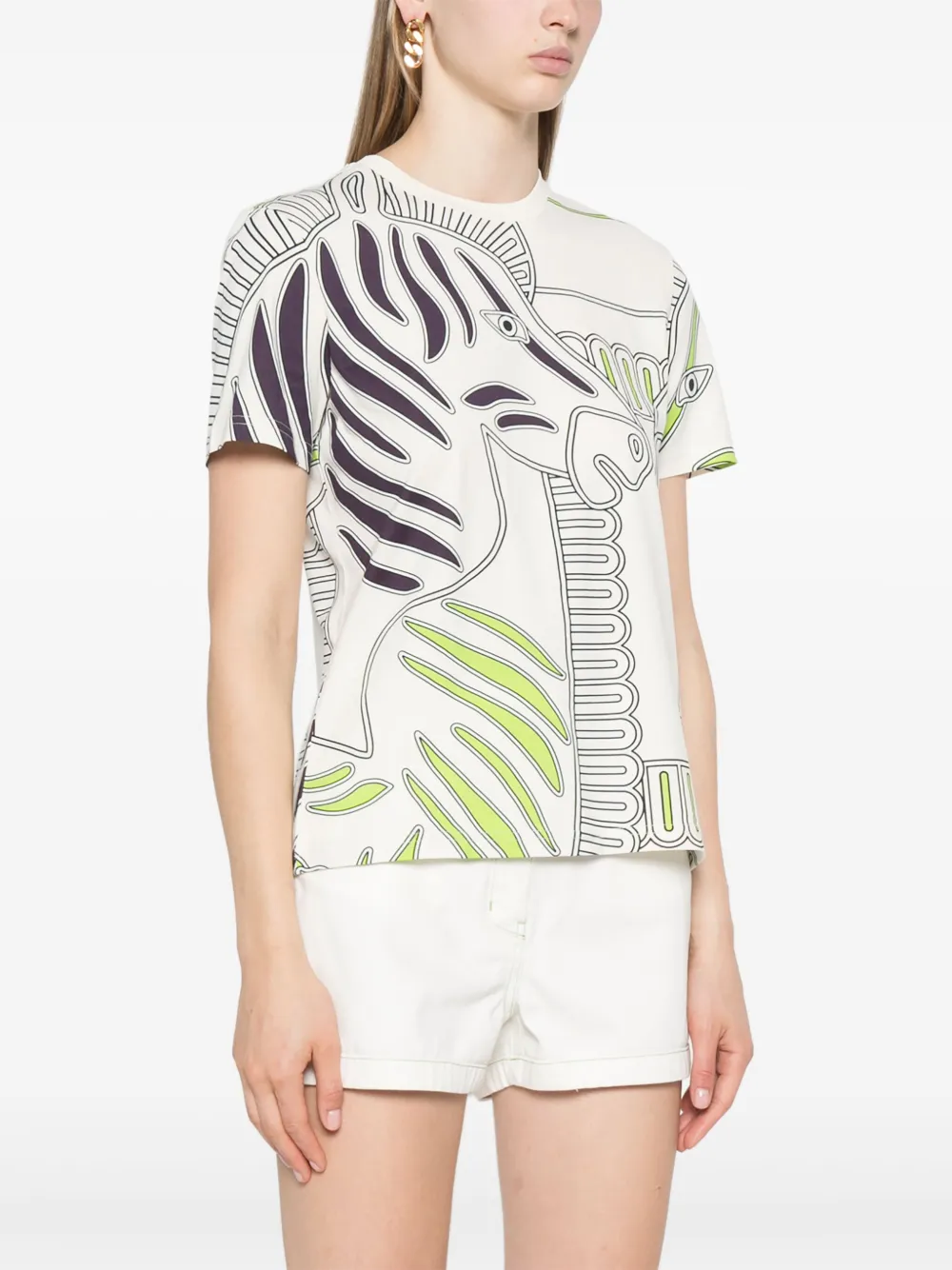 Cheap Tory Burch zebra-print cotton T-shirt Women