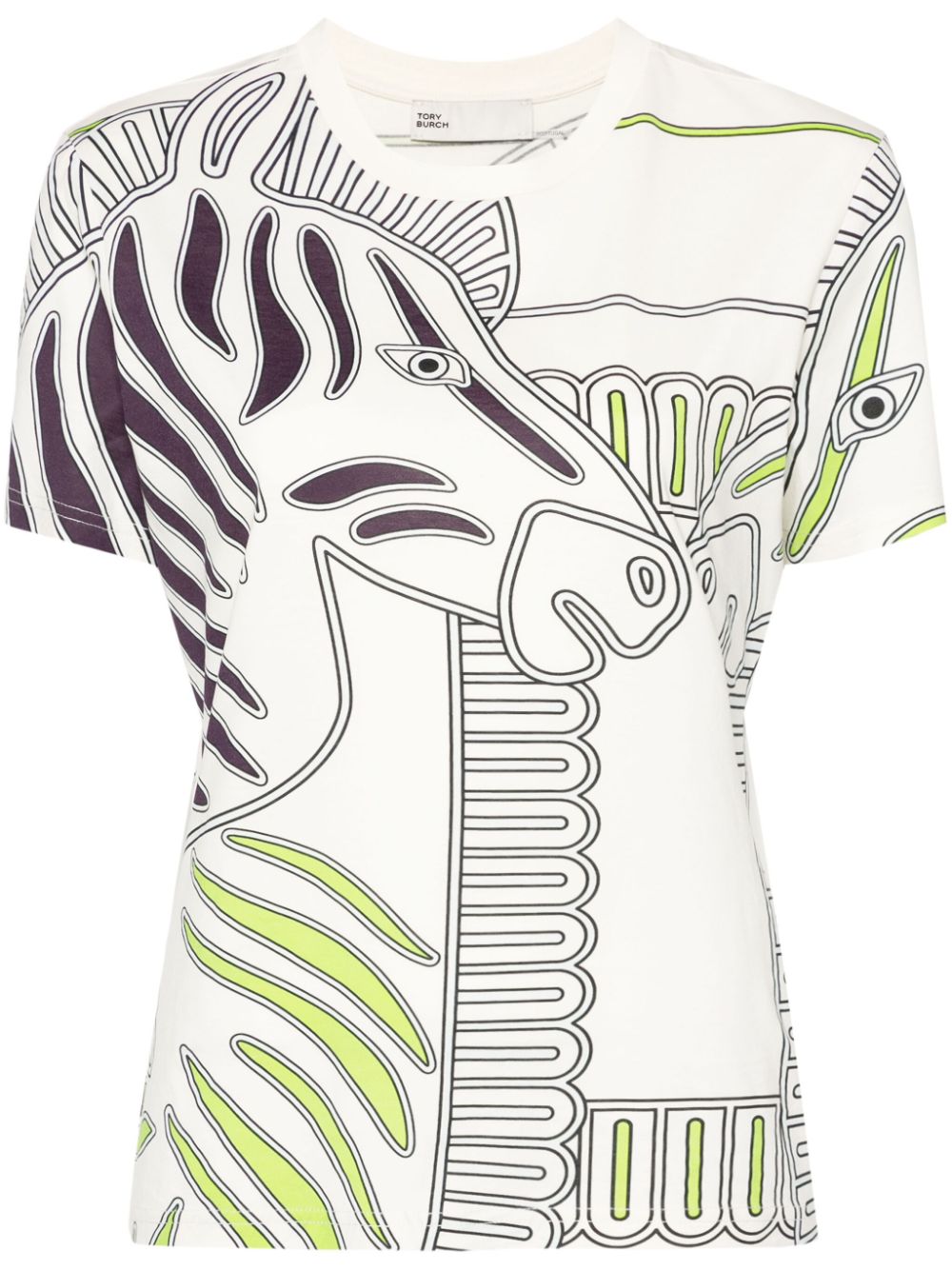 Tory Burch zebra-print cotton T-shirt - Neutrals