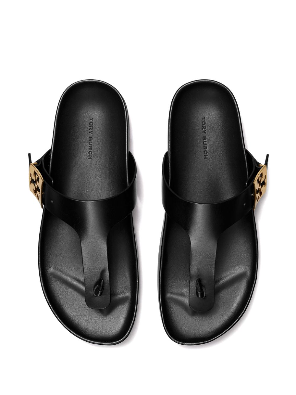 Shop Tory Burch Mellow Thong Leather Sandals In Black