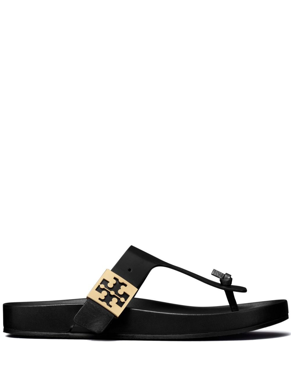 Shop Tory Burch Mellow Thong Leather Sandals In Black