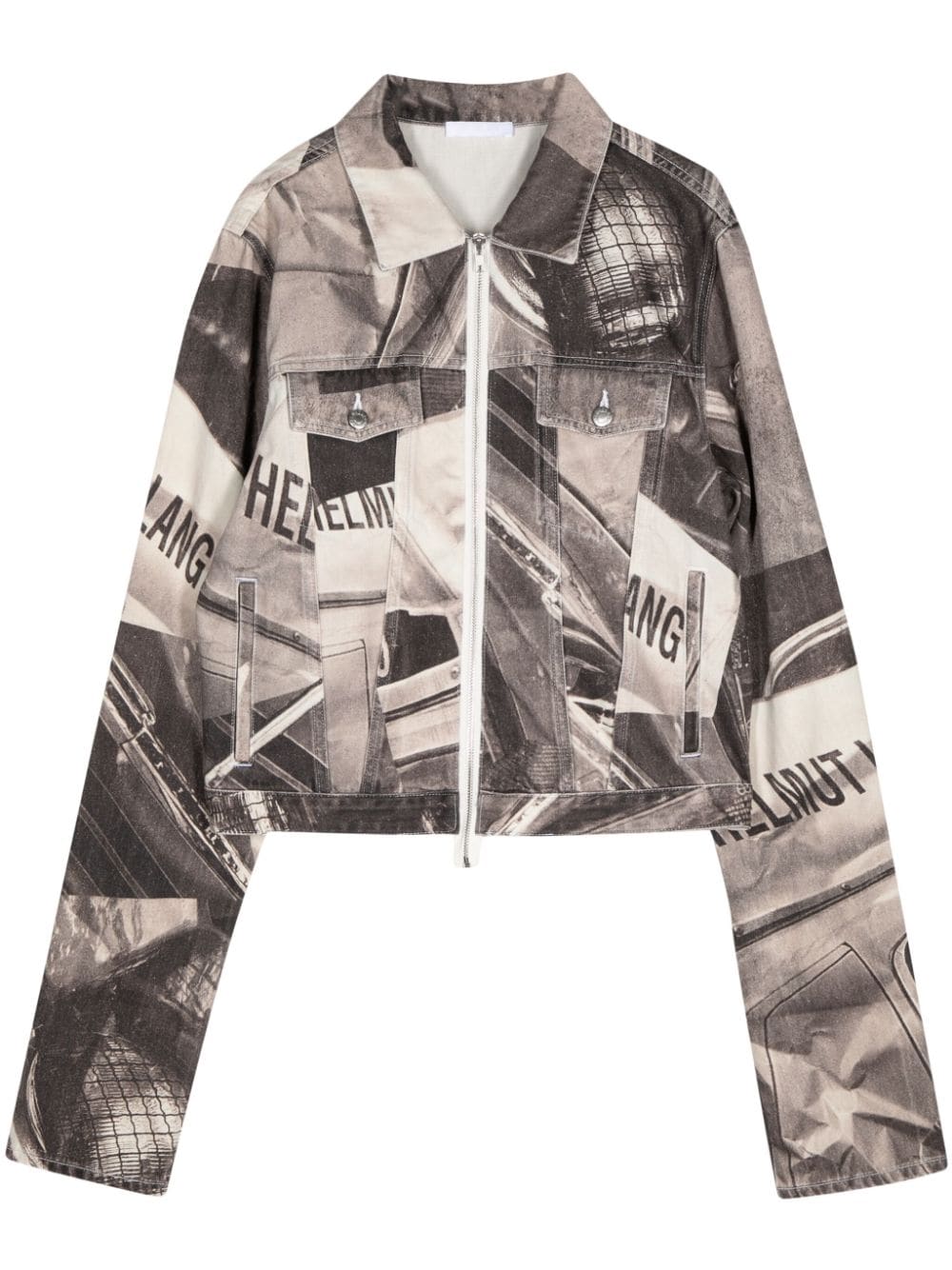 Helmut Lang car-print denim shirt jacket Wit