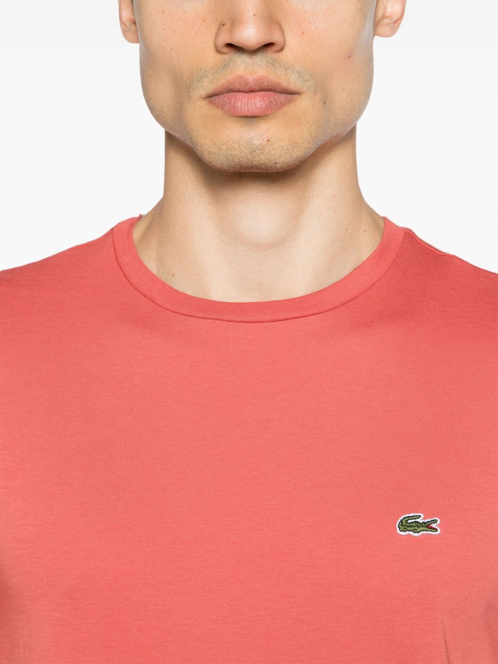 Shop Lacoste Logo-patch Pima Cotton T-shirt In Pink