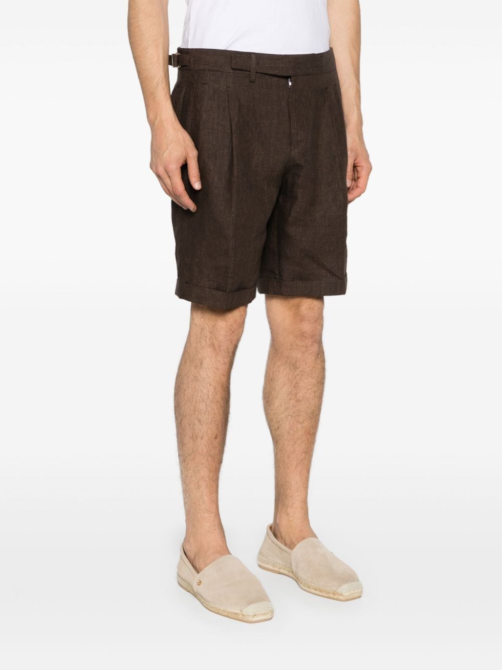 Shop Briglia 1949 Tailored Linen Shorts In Brown