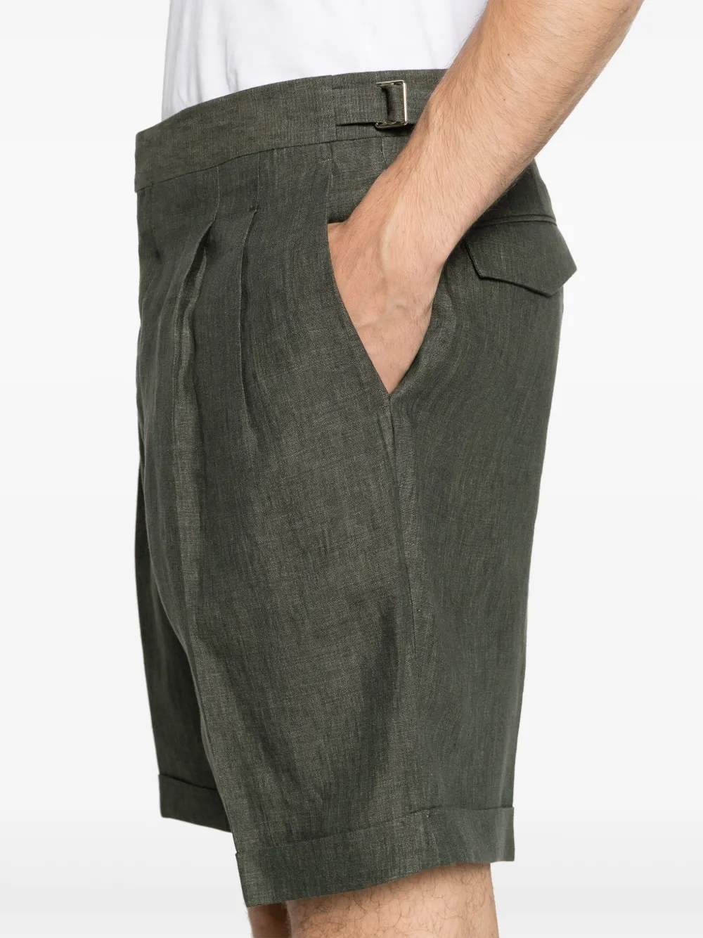 Shop Briglia 1949 Amalfis Linen Shorts In Green