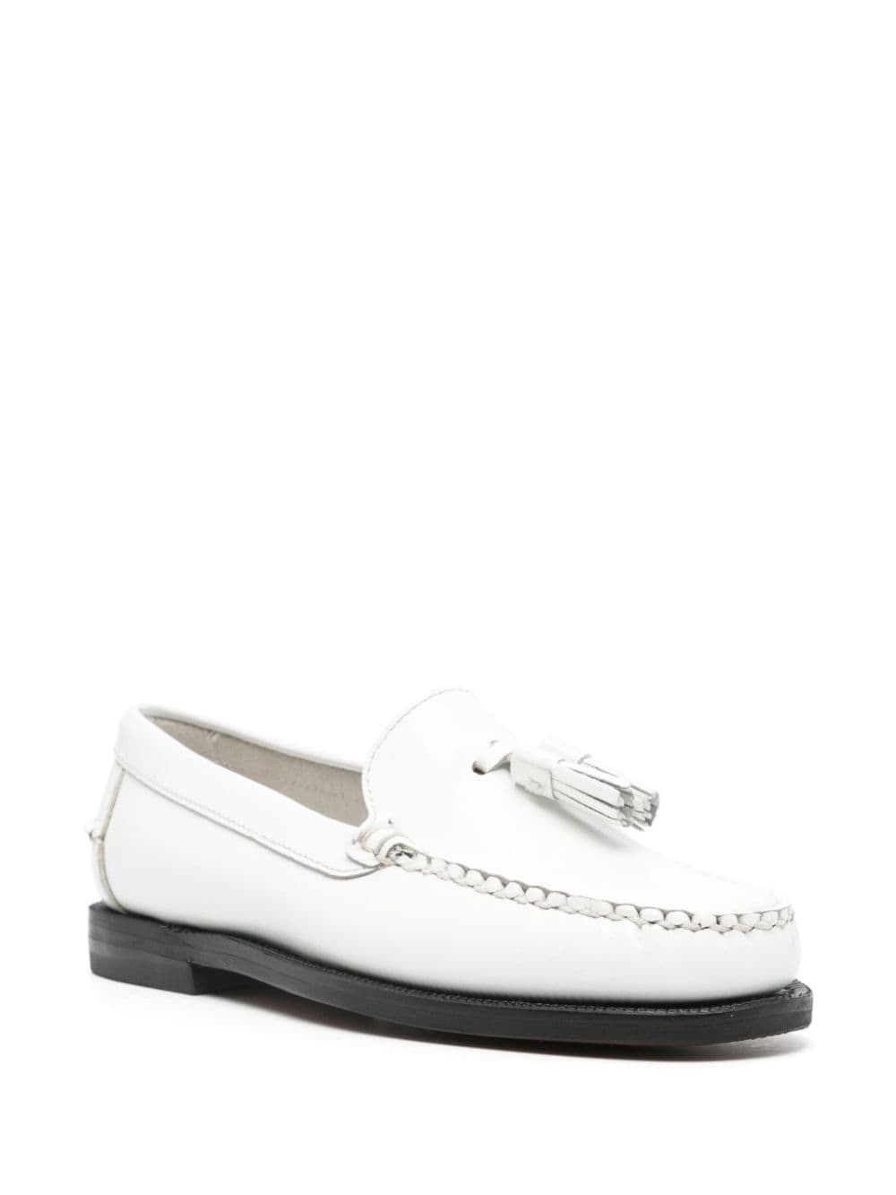 Shop Sebago Stacked-heel Leather Loafers In White
