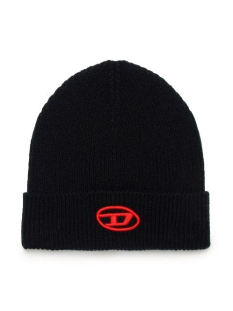 Diesel Kids logo-embroidered ribbed-knit beanie 