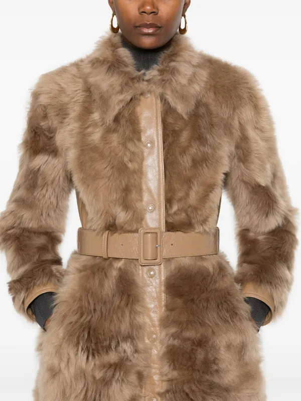 TOM FORD Shearling Belted Coat Brown FARFETCH AM - Main Image