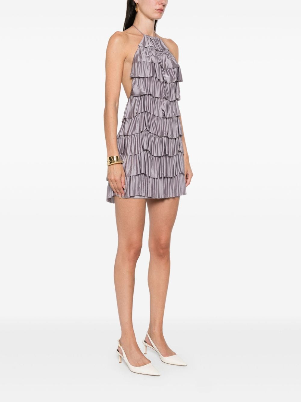 Shop Tom Ford Ruffled Mini Dress In Purple