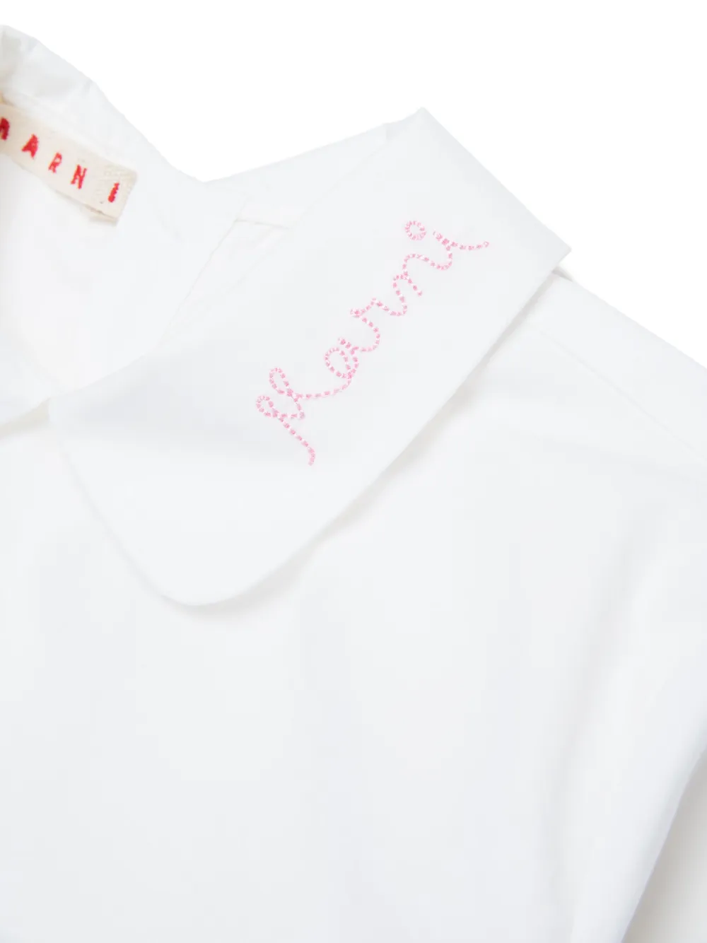 Marni Kids Katoenen shirt met logo kraag Roze