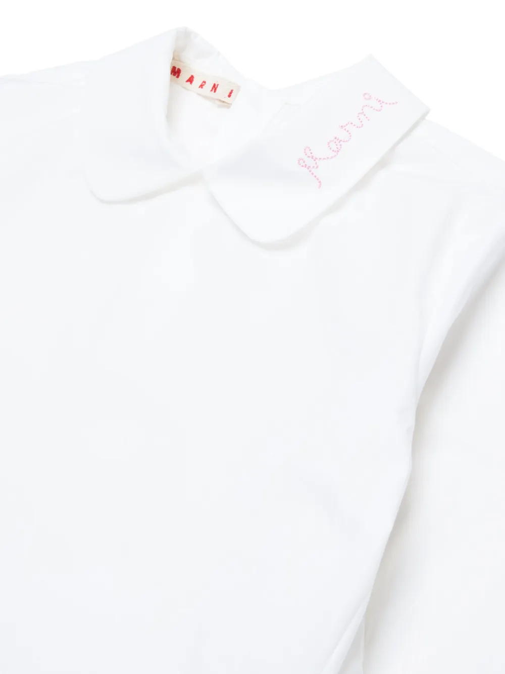 Marni Kids Katoenen shirt met logo kraag Roze