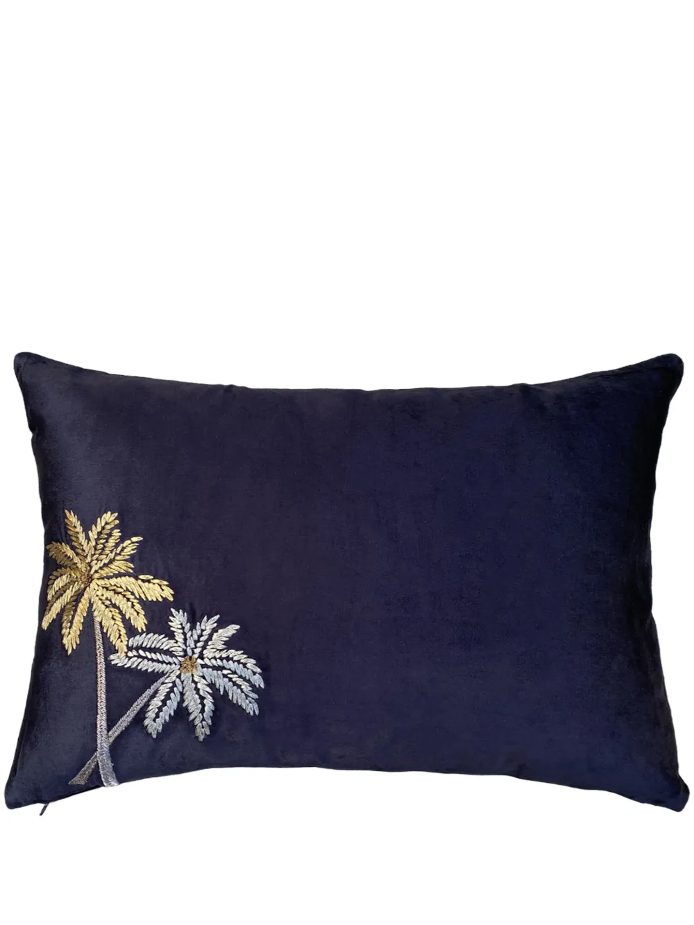 Les-Ottomans 'Palms' velvet cushion | Black | Image 1