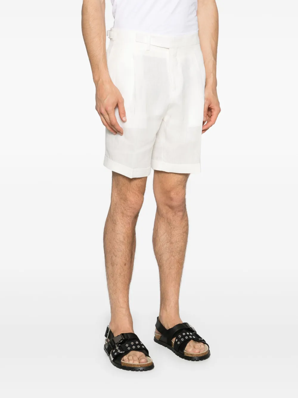 Shop Briglia 1949 Linen Tailored Shorts In White