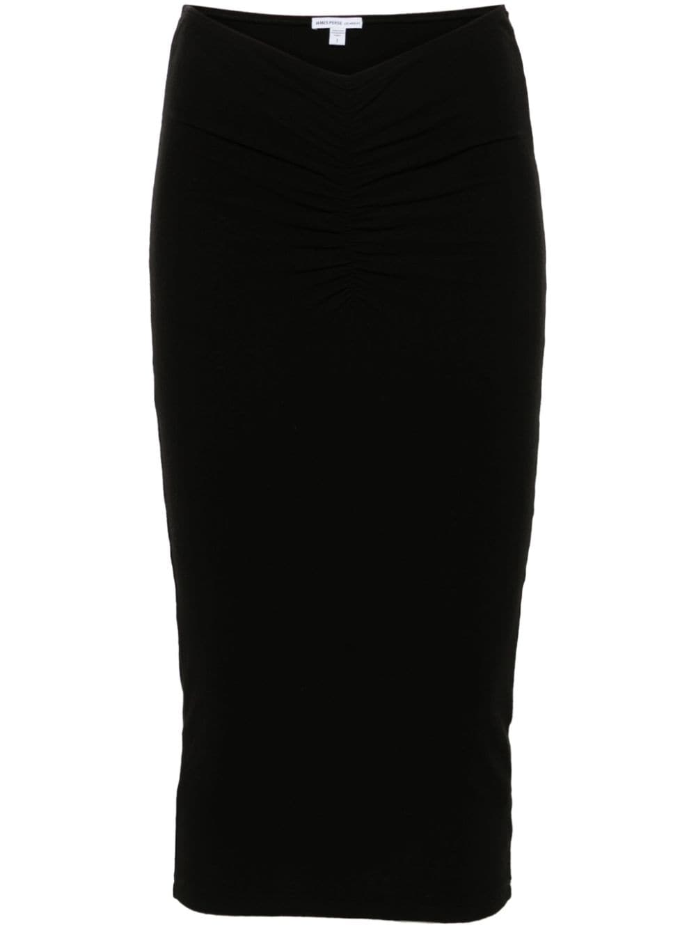ruched jersey midi skirt