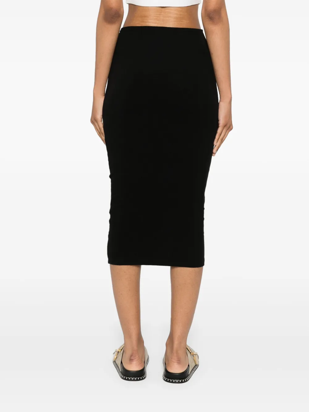 JAMES PERSE RUCHED JERSEY MIDI SKIRT