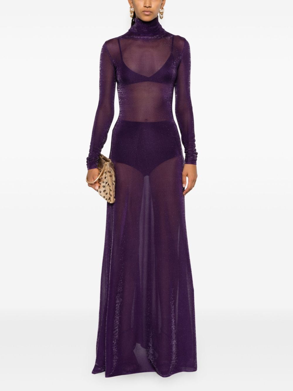 Shop Tom Ford Metallic-knit Evening Dress In 紫色