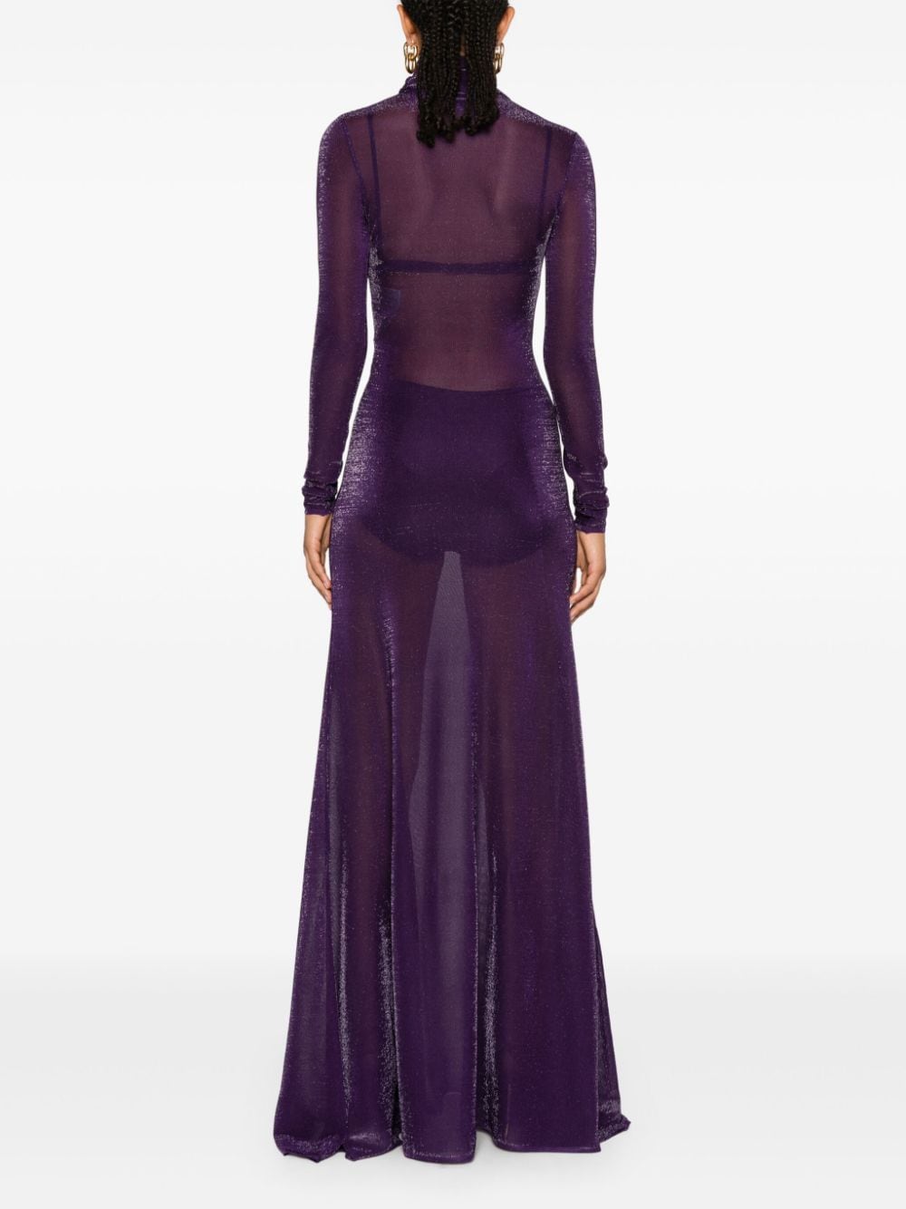 Shop Tom Ford Metallic-knit Evening Dress In 紫色