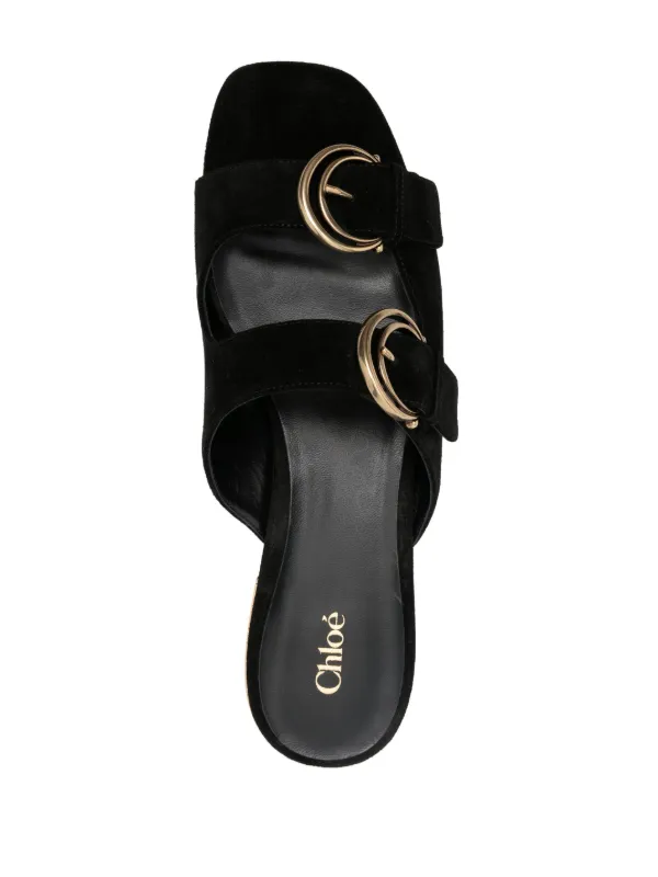 Chloé Alizè Flat Sandals | Black | FARFETCH AU