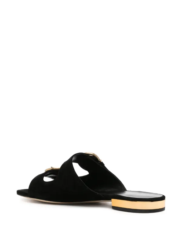 サンダル・ミュール Chloe'  ALIZE FLAT DOUBLE C BUCKLE SLEEPERS BLACK Chloé Alizè Flat Sandals | Black | FARFETCH