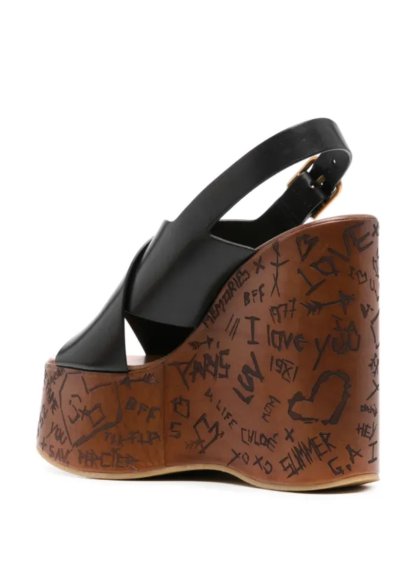 Chloé Maxime 130mm Wedge Sandals | Black | FARFETCH