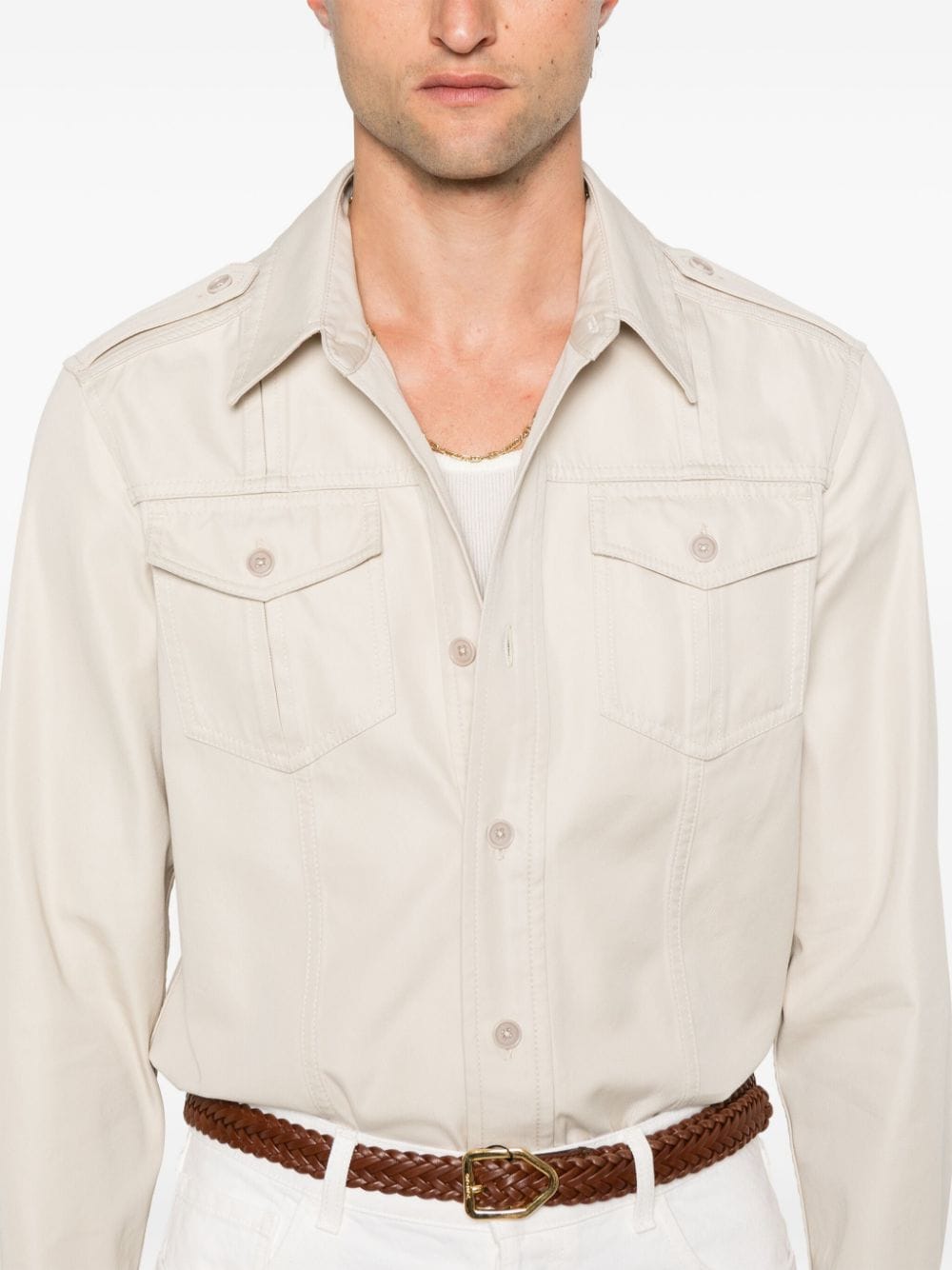 Shop Tom Ford Twill Shirt In 中性色