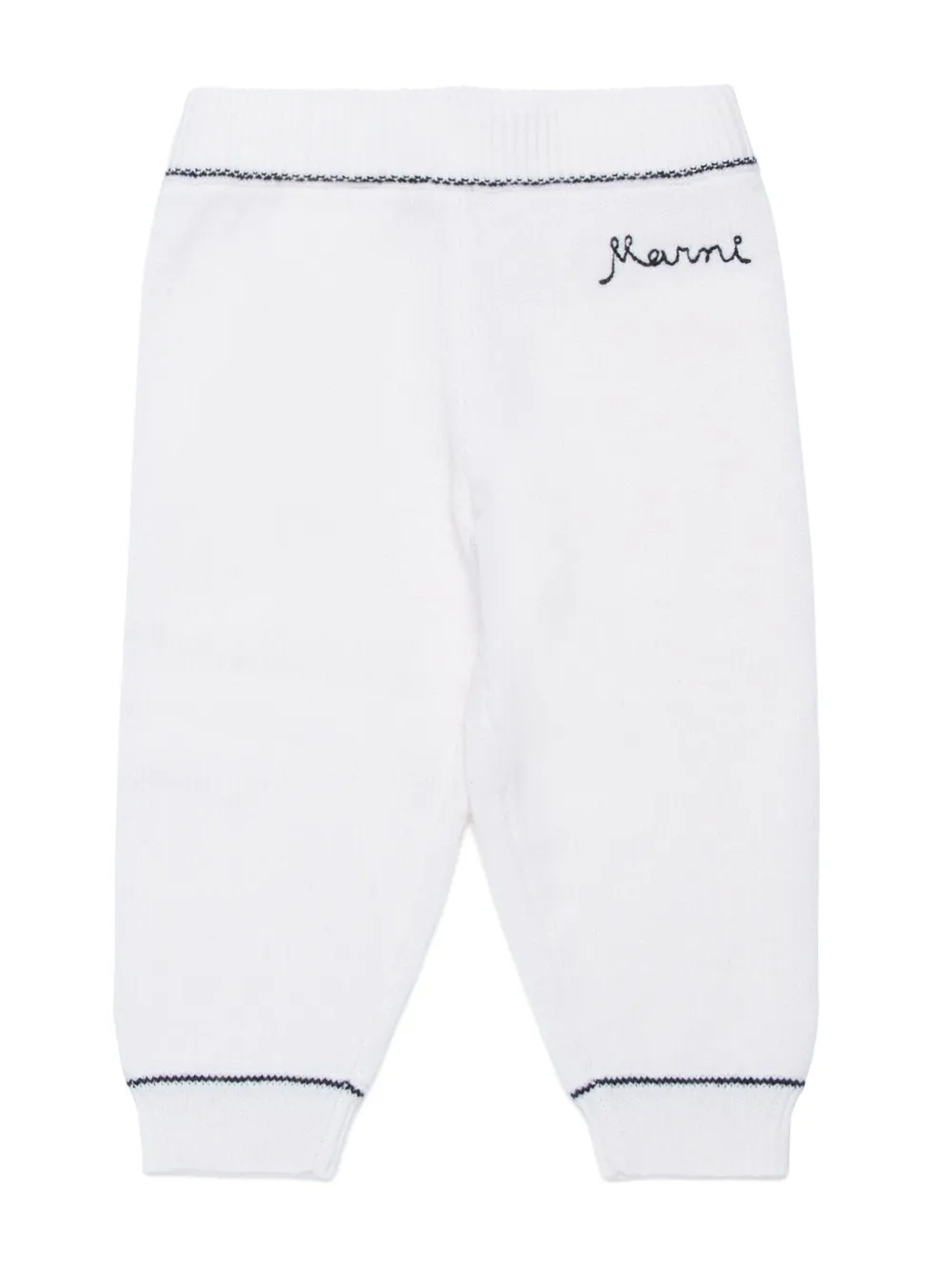 Marni Babies' Logo-embroidered Tapered Track Trousers In 白色