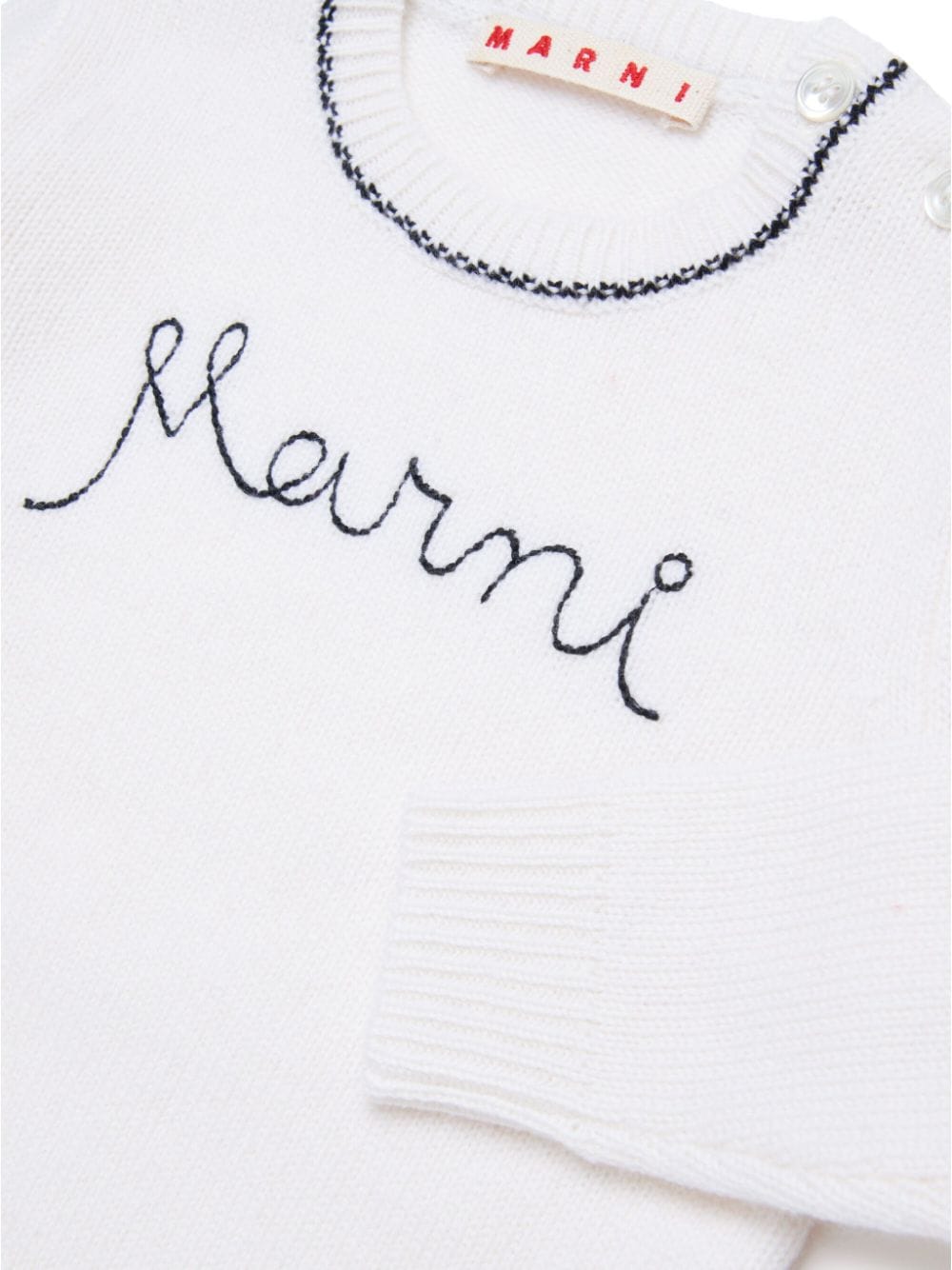 Shop Marni Logo-embroidered Wool-blend Jumper In White