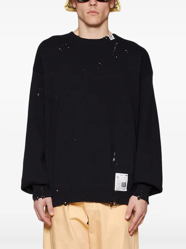 Maison MIHARA YASUHIRO ダメージ セーター | ブラック Maison MIHARA YASUHIRO ダメージ セーター | ブラック