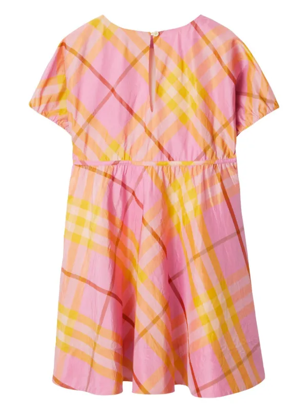 Burberry Kids チェック シルクワンピース | ピンク | FARFETCH JP
