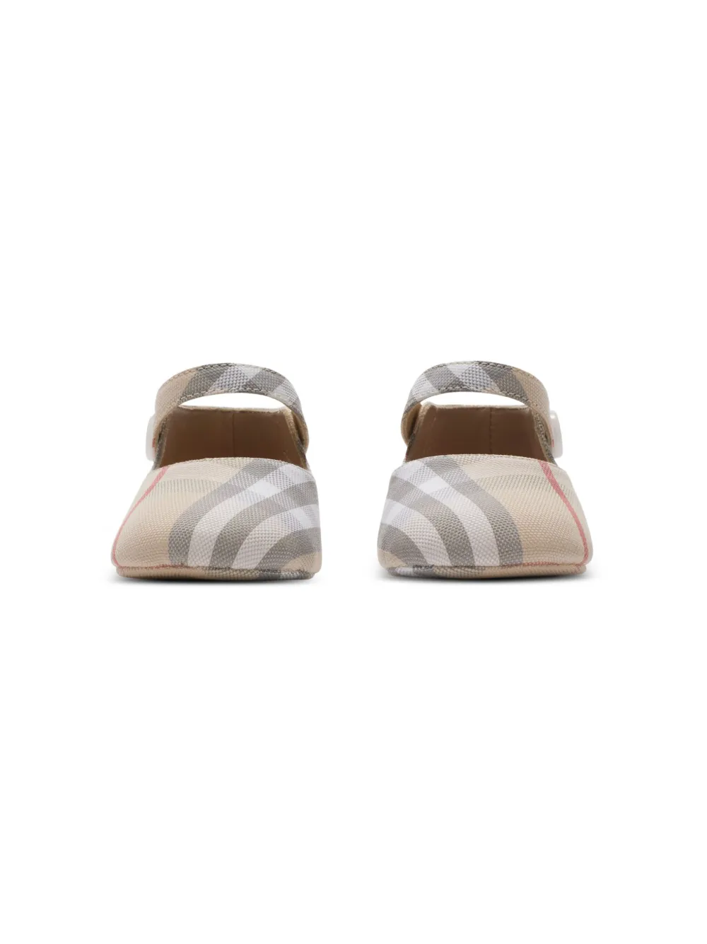 Shop Burberry Check-print Cotton Mary Jane Shoes In Neutrals