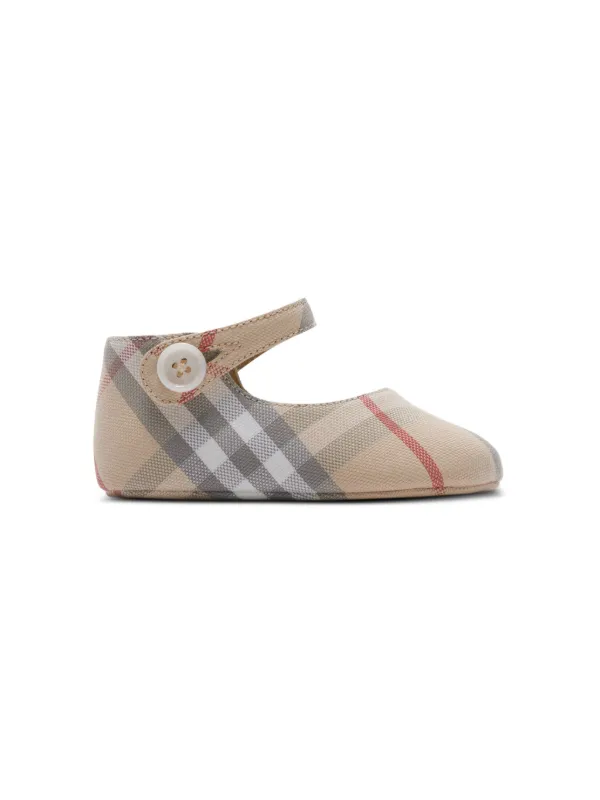 Burberry Kids check print Cotton Mary Jane Shoes Farfetch