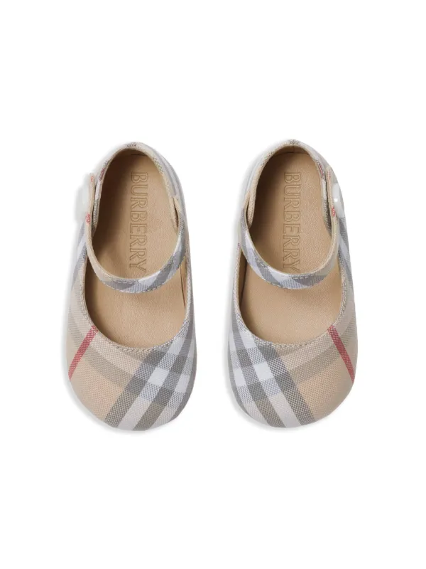 Burberry Kids check print Cotton Mary Jane Shoes Neutrals FARFETCH IE