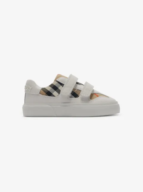 Burberry Kids Check cotton leather trainers