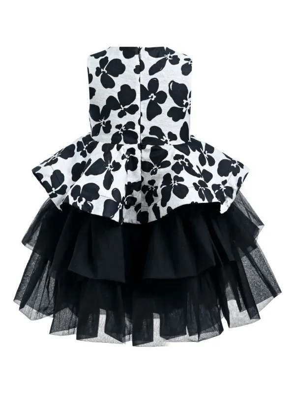 Tulleen Nazareen Floral Tiered Dress Black FARFETCH PH