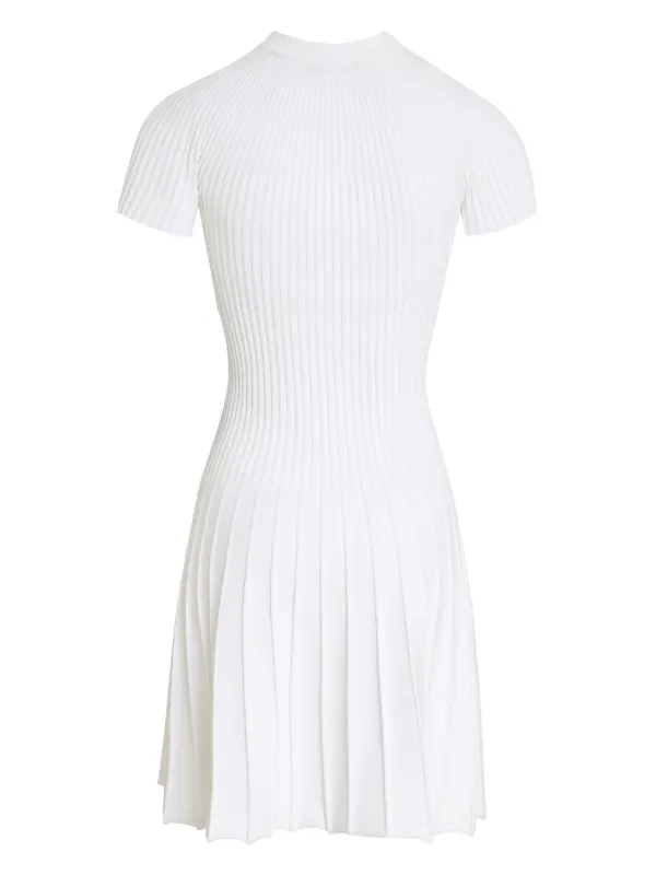 ワンピース BALMAIN SHORT SLEEVES PLEATED KNIT SHORT DRESS Balmain Pleated ribbed-knit Mini Dress | White | FARFETCH